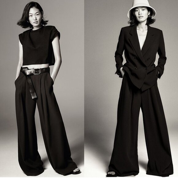 anthropologie The Avery Pleated Wide-Leg Trousers by Maeve size 4 black new nwt - Picture 1 of 9